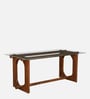 Legnica Acacia Wood 6 Seater Dining Table With Glass Top In Natural Finish