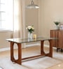 Legnica Acacia Wood 6 Seater Dining Table With Glass Top In Natural Finish