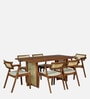 Lehesten Acacia Wood 6 Seater Dining Set In Natural Finish