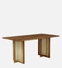 Lehesten Acacia Wood 6 Seater Dining Set with Bench In Natural Finish
