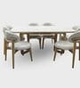 Leila Marble-Top Dining Table Set 6 Seater In Mango Wood Finish