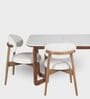 Leila Marble-Top Dining Table Set 6 Seater In Mango Wood Finish