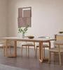 Leila Marble-Top Dining Table Set 6 Seater In Mango Wood Finish
