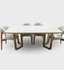 Leila Marble-Top Wooden 4 Seater Dining Table Set In Mango Wood Finish