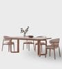 Leila Marble-Top Wooden 4 Seater Dining Table Set In Mango Wood Finish