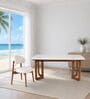 Leila Marble-Top Wooden 4 Seater Dining Table Set In Mango Wood Finish