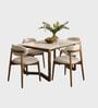 Leila Marble-Top Wooden 4 Seater Dining Table Set In Mango Wood Finish