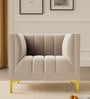 Lem Velvet 1 Seater Sofa in Cream Colour