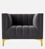 Lem Velvet 1 Seater Sofa in Dark Grey Colour
