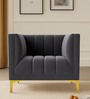 Lem Velvet 1 Seater Sofa in Dark Grey Colour