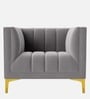 Lem Velvet 1 Seater Sofa in Grey Colour