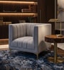 Lem Velvet 1 Seater Sofa in Grey Colour