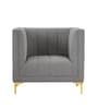 Lem Velvet 1 Seater Sofa in Grey Colour