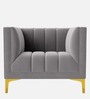 Lem Velvet 1 Seater Sofa in Grey Colour