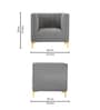 Lem Velvet 1 Seater Sofa in Grey Colour
