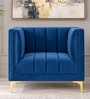 Lem Velvet 1 Seater Sofa In Navy Blue Colour