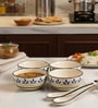 Lemon Leaf Bloom Ceramic Bowl Set of 4(300ml Each)