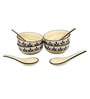 Lemon Leaf Bloom Ceramic Bowl Set of 4(300ml Each)