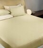 Yellow Satin Striped 210 TC Pure Cotton King Sized Bedsheet with 2 Pillow Covers