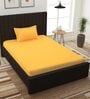 Yellow Solid 210 TC 100% Cotton Single Bed Sized Bed Sheets With 1 Pillow Cover