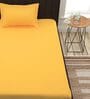 Yellow Solid 210 TC 100% Cotton Single Bed Sized Bed Sheets With 1 Pillow Cover