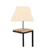 Hubert White Cloth Shade Shelf Floor Lamp With Wood & Iron Base
