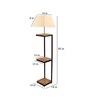Hubert White Cloth Shade Shelf Floor Lamp With Wood & Iron Base