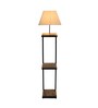 Hubert White Cloth Shade Shelf Floor Lamp With Wood & Iron Base