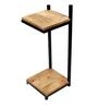 Hubert White Cloth Shade Shelf Floor Lamp With Wood & Iron Base