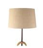 Lenin White Cloth Shade Club Floor Lamp With Wood & Iron Base