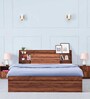 Leo Queen Size Bed with Box Storage & Headboard in Columbian Walnut Finish