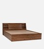 Leo Queen Size Bed with Box Storage & Headboard in Columbian Walnut Finish