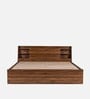 Leo Queen Size Bed with Box Storage & Headboard in Columbian Walnut Finish