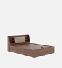 Leo Queen Size Bed In Columbian Walnut Colour With Hydraulic Storage