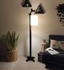 Leo Wooden Floor Lamp with Jute Shade & Brown Base