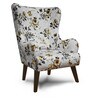 Leon Fabric Wing Chair in Grey Colour