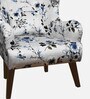 Leon Fabric Wing Chair In Grey & Blue Print