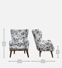 Leon Fabric Wing Chair In Grey & Blue Print