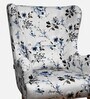 Leon Fabric Wing Chair In Grey & Blue Print