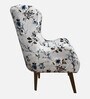 Leon Fabric Wing Chair In Grey & Blue Print