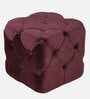 Leona Velvet Chesterfield Pouffe in Wine Red Colour