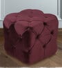 Leona Velvet Chesterfield Pouffe in Wine Red Colour