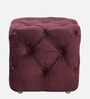 Leona Velvet Chesterfield Pouffe in Wine Red Colour