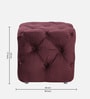 Leona Velvet Chesterfield Pouffe in Wine Red Colour