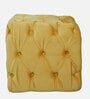 Leona Velvet Chesterfield Pouffe in Yellow Colour