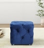 Leona Velvet Pouffe in Royal Blue Colour