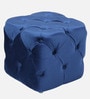 Leona Velvet Pouffe in Royal Blue Colour