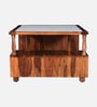 Leonora Sheesham Wood Coffee Table in Honey Oak Finish With Quartz Top Leonora Sheesham Wood Coffee Table in Honey Oak Finish With Quartz Top
