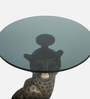 Leopard Glass End Table In Brass Antique Finish