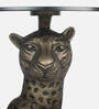 Leopard Glass End Table In Brass Antique Finish